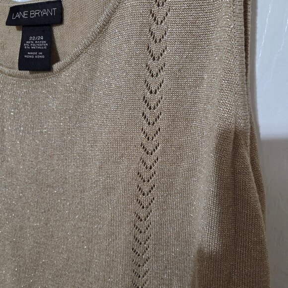 Lane Bryant Shimmery GoldMetallic Sweater Tank Top 22/24 Plus Size - Picture 5 of 7